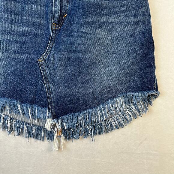 Free People Baily Fringe Denim Mini Skirt Dark Wash Jean Skirt Y2K Vibes 29W - Picture 4 of 11